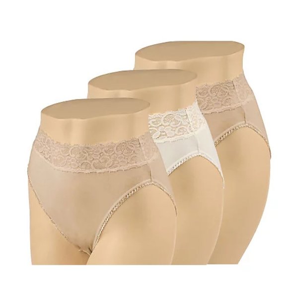 Barely Breezies Set of 3 CottonLycra Hi-Cut Pantis - Picture 2 of 2